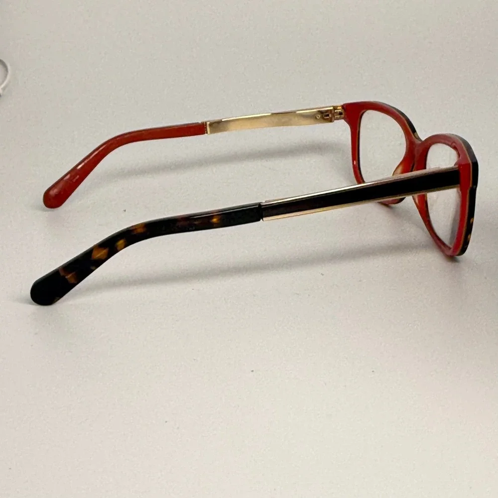 Kate Spade Angelisa S0X Tortoise Red Gold Rectangular Eyeglasses Frames 135mm